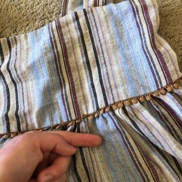 ALTAR'D STATE Ellery Top Blue Peach Multi Striped Tie Strap Peplum Tank Blouse S - Picture 11 of 12